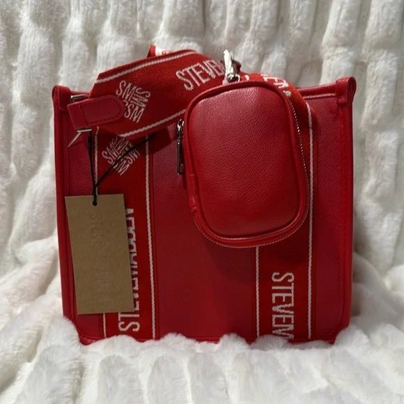 🐰 Steve Madden Red Women's Crossbody Tote Bag Set - Picture 2 of 7